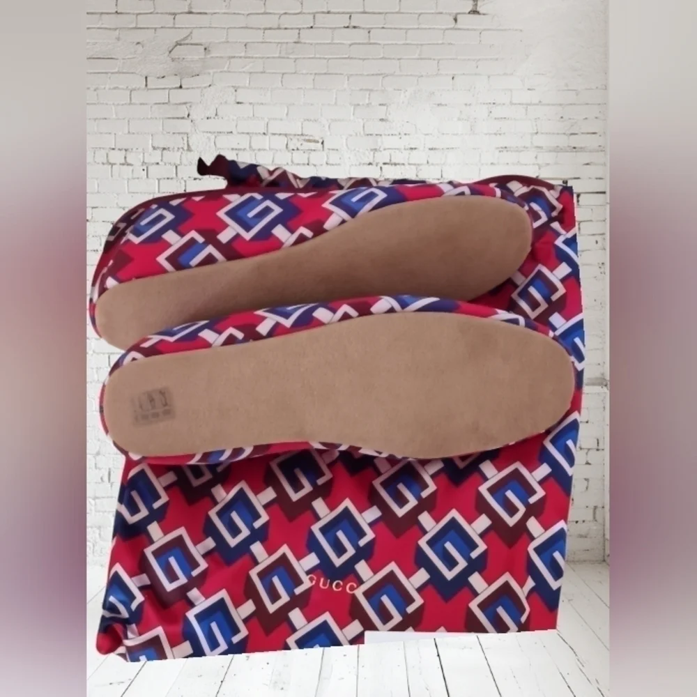 Gucci Satin Voyage Eco GG Loafers Flats Size 12
